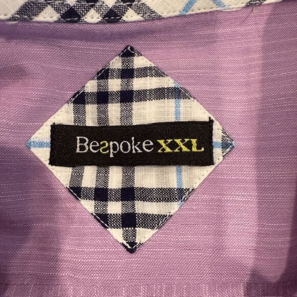 Bespoke Button Front Lavender Purple Contrast Plaid Flip Cuff Size XXL - Picture 8 of 14